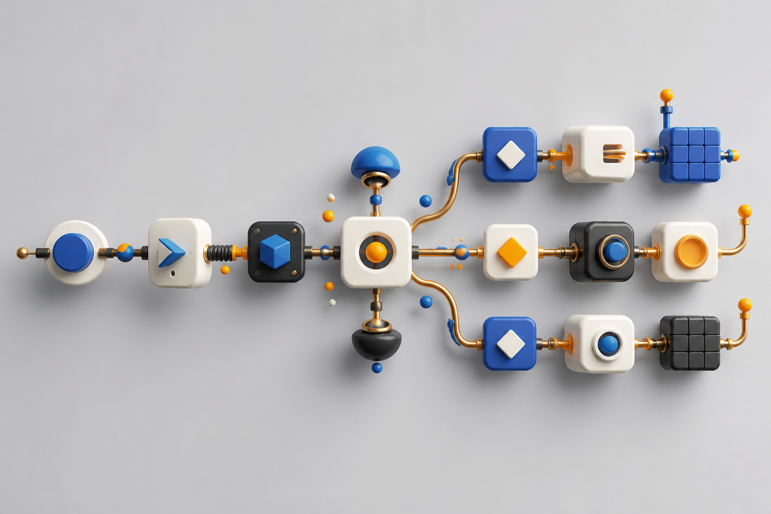 Abstract connected modules representing automated business processes